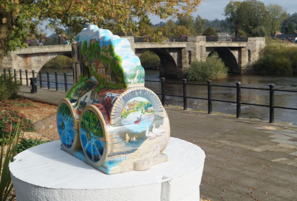 The trail featured uniquely painted train statues