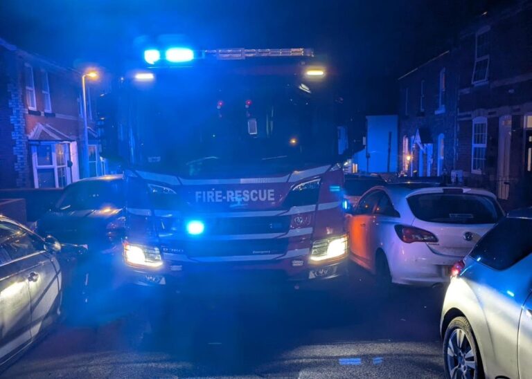 Double parking caused delays to Shropshire Fire and Rescue Service attending an incident in Oswestry. Photo: Ellesmere Fire Station