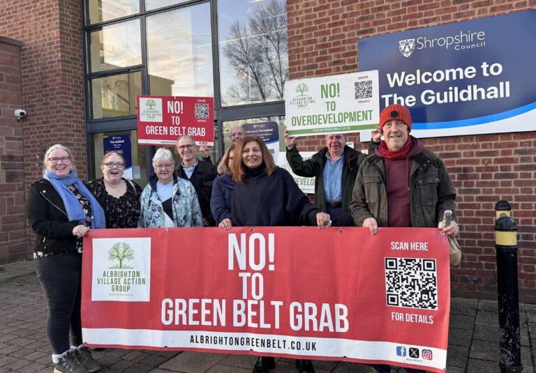 Members of Albrighton Development Action Group outside The Guildhall in Shrewsbury