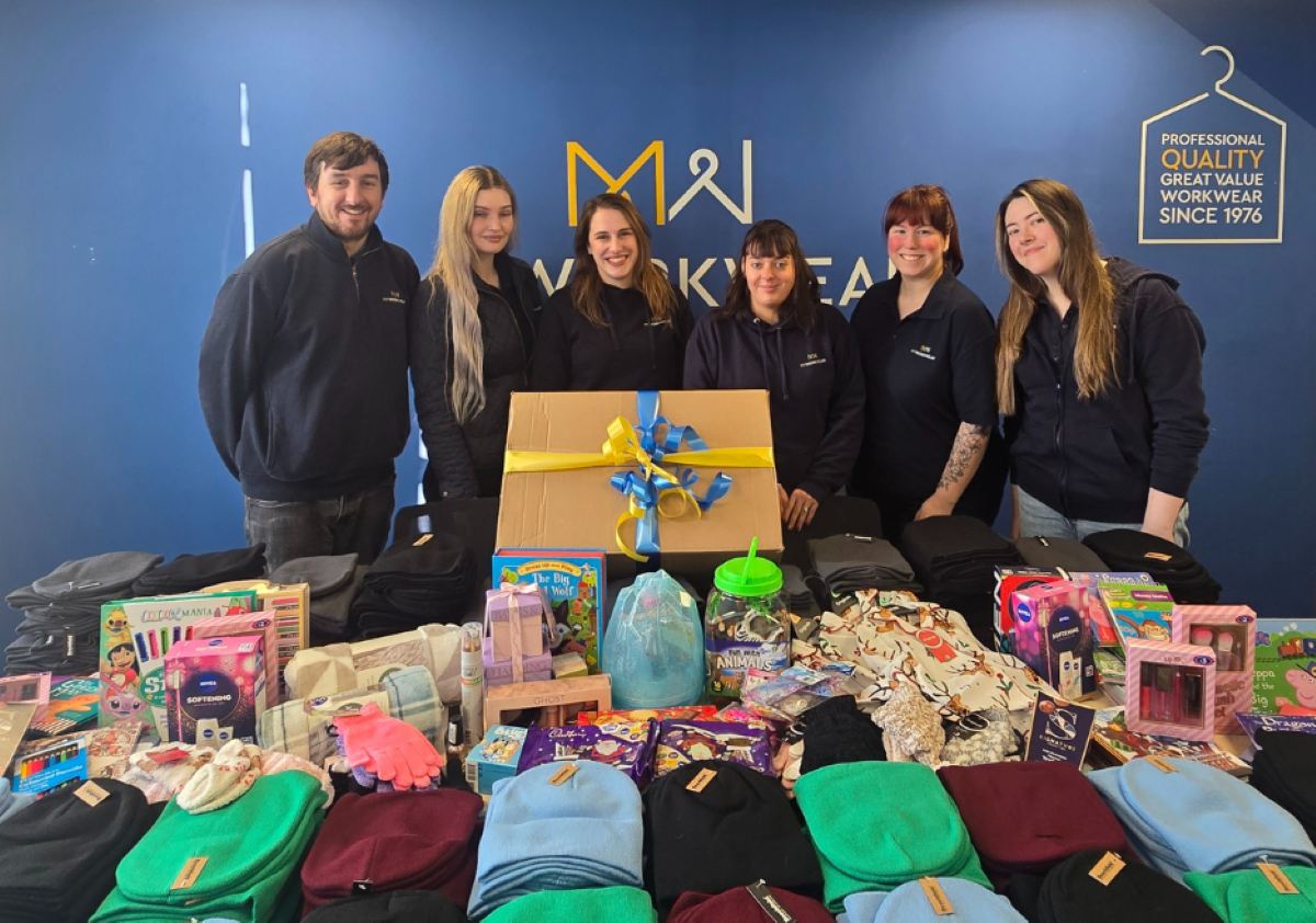 Members of the MyWorkwear team pictured with their Christmas Smile Project donations