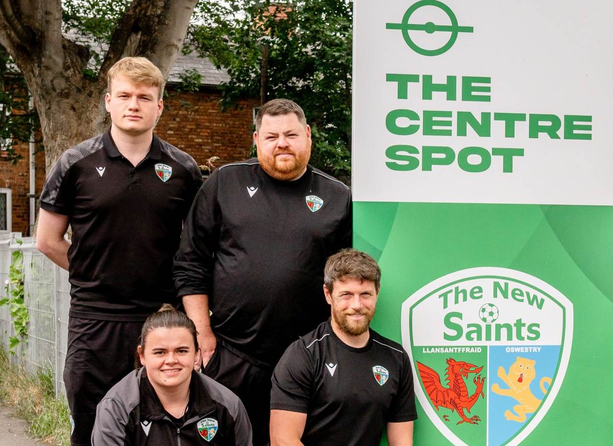Members of the New Saints FC Foundation team at The Centre Spot