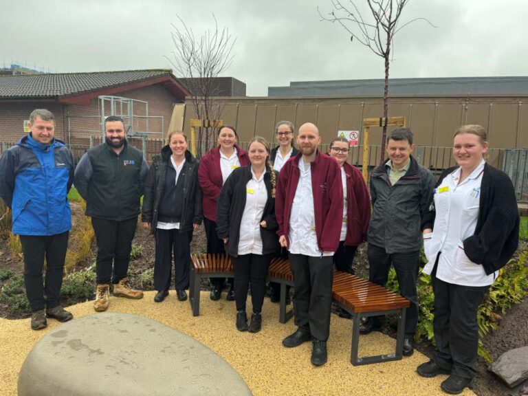 Members of the Radiotherapy Team in the new garden