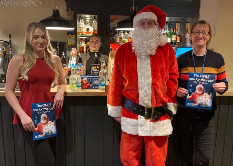 Pictured at the launch event at the Lion & Pheasant Hotel in Shrewsbury are Steve Tuck (Santa) of Wenlock Spring, duty manager Scarlett Moss and Vicki Bristow of West Mercia Police