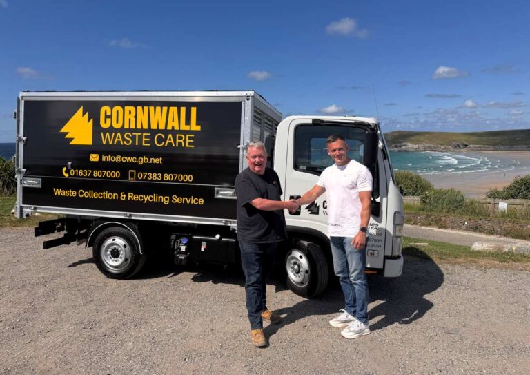 Charles Scully, Managing Director of Cornwall Waste Care, pictured with Richard Delooze, Founder & Managing Director of WasteBot
