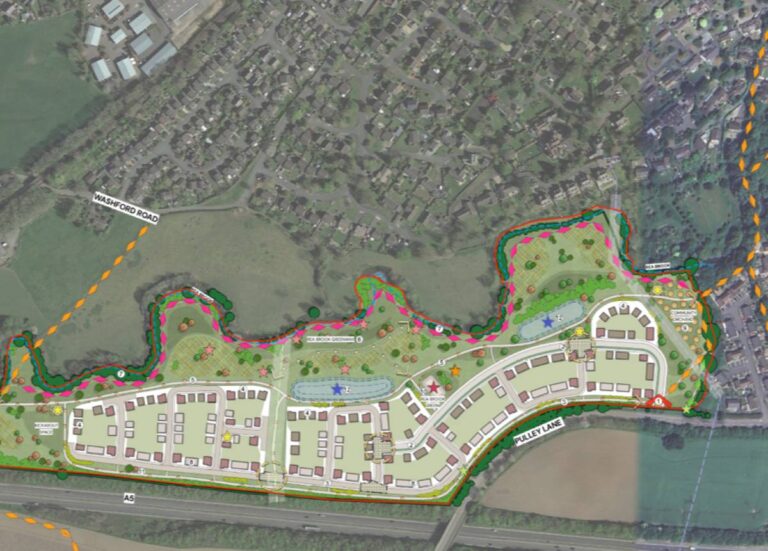 A section of the Bloor Homes, Pulley Lane illustrative masterplan