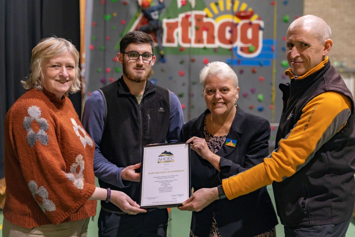 Angela Meakin and Harry Elsdon from Arthog Outreach, Councillor Shirley Reynolds and Alan Braybrooke from Arthog Outreach