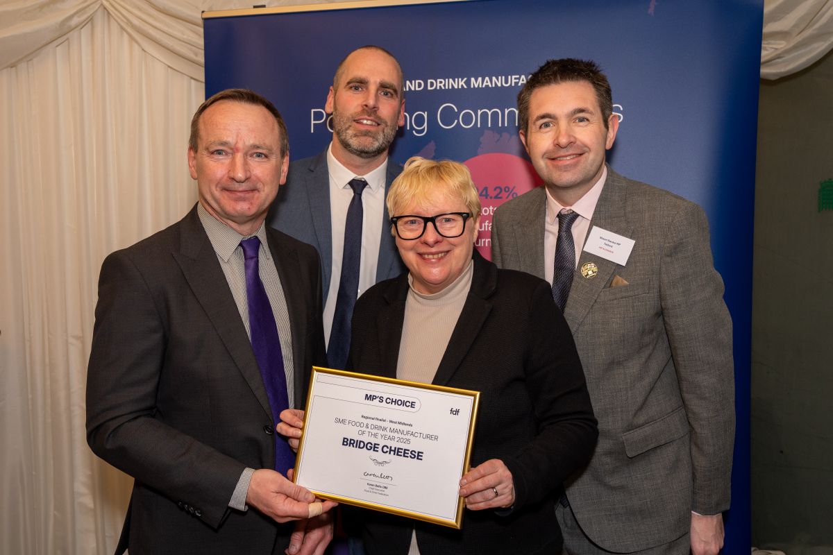 Michael Harte, Director at Bridge Cheese, Martin Howden, Director of Operations at Bridge Cheese, Minister for Food and Rural Affairs, Dame Angela Eagle MP, Shaun Davies MP for Telford