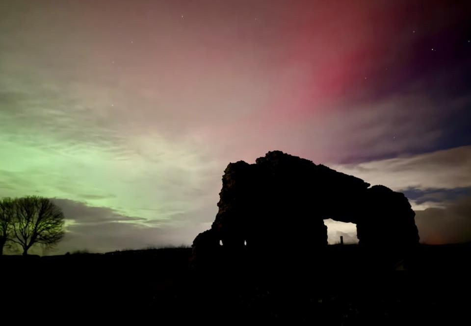 The Northern Lights as seen from Wroxeter. Photo: Shared by Wes Armstrong via Shropshire Live's Facebook page